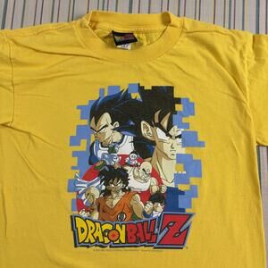 Vintage Dragon Ball Z Shirt Youth Large Yellow Goku Vegeta Krillin Anime Tee Y2K